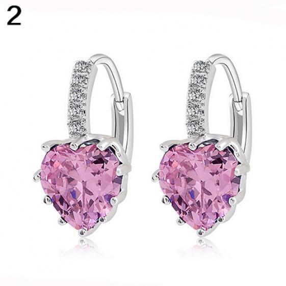 

Женские элегантные милые блестящие серьги-кольца с инкрустацией стразами в виде сердца любви розовый