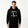 Men's Pullover Hoodie, Vintage Monochrome Music Print Casual Long Sleeve Hooded Sweatshirt for Daily Wear
