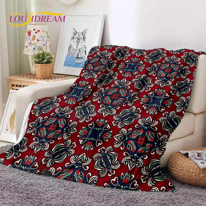 Turkey Persian Bohemian Mandala Flower Soft Flannel Blanket for Bed Bedroom Sofa Picnic,Throw Blanket for Outdoors Leisure Gift