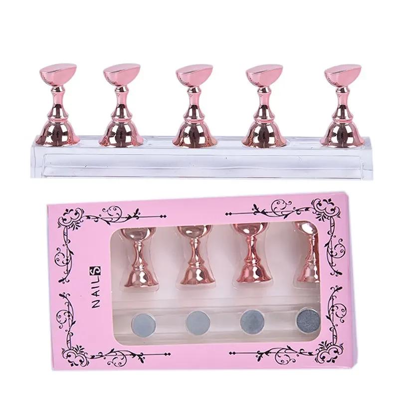 CNKESS 1Set False Nail Trainning Holder Base Display Stand Alloy Tips Practice Crystal Nail Art Polish Display Manicure Tools
