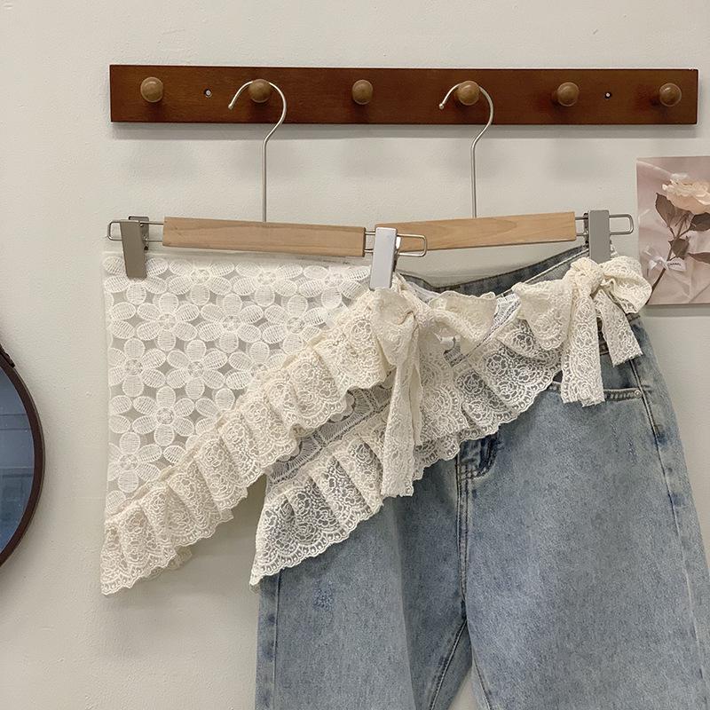 Korean Spring Lace Layered Triangle Midi Scarf-Skirt