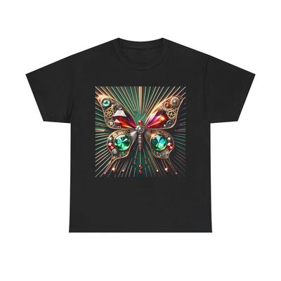Unisex Erwachsenen T-Shirt Uhrwerk Schmetterlinge Chrom Zahnräder Art Deco NEUES Tee Grafik