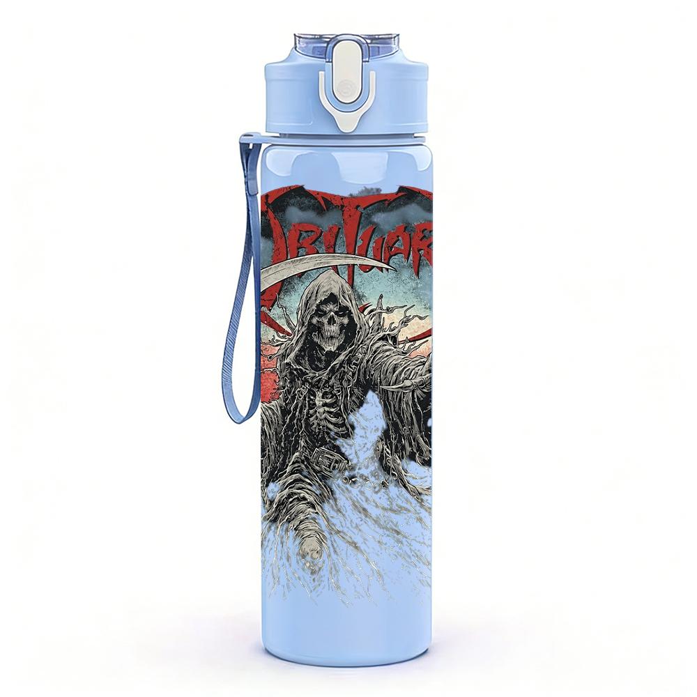 1PC Dark Skull Gothic Retro Art Print 750ml Portable Sports Water Bottle Leakproof Gym Outdoor Travel Drink Cup
