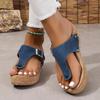Fashion Vintage Rivet Clip Toe Sandals Women Chunky Platform Wedges Heels Slippers Woman Summer 2025 Thick Bottom Beach Flip Flops Mujer