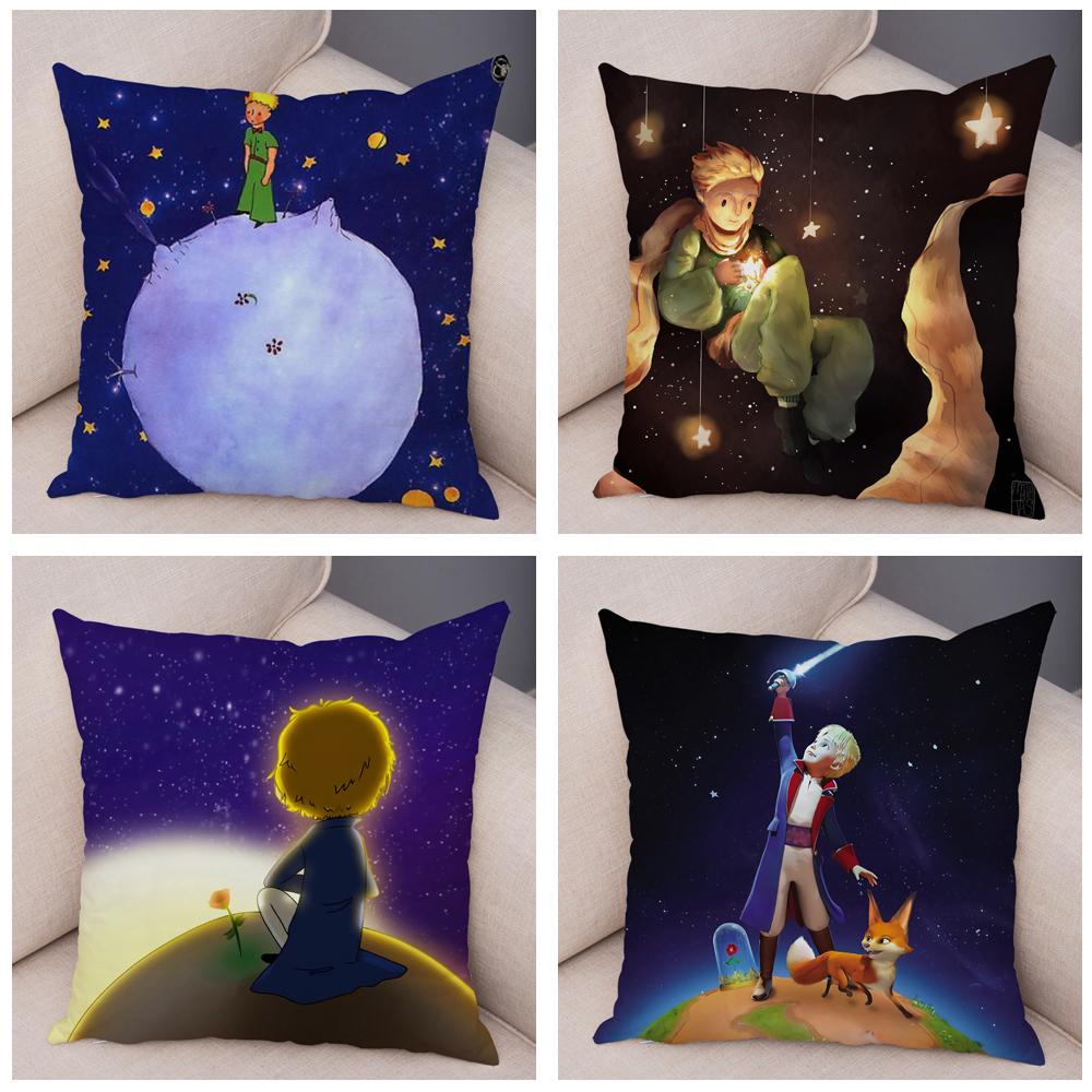 Little Prince Cushion Cover Decor France Anime Cartoon Print Pillow Case for Sofa Home Children Room Soft Plush Throw Pillowcase