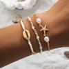 3pcs Set Bohemia Fashion Ocean Shell Starfish Pendant Imitation Pearl Beaded Bracelets for Women Summer Beach Vacation Jewelry