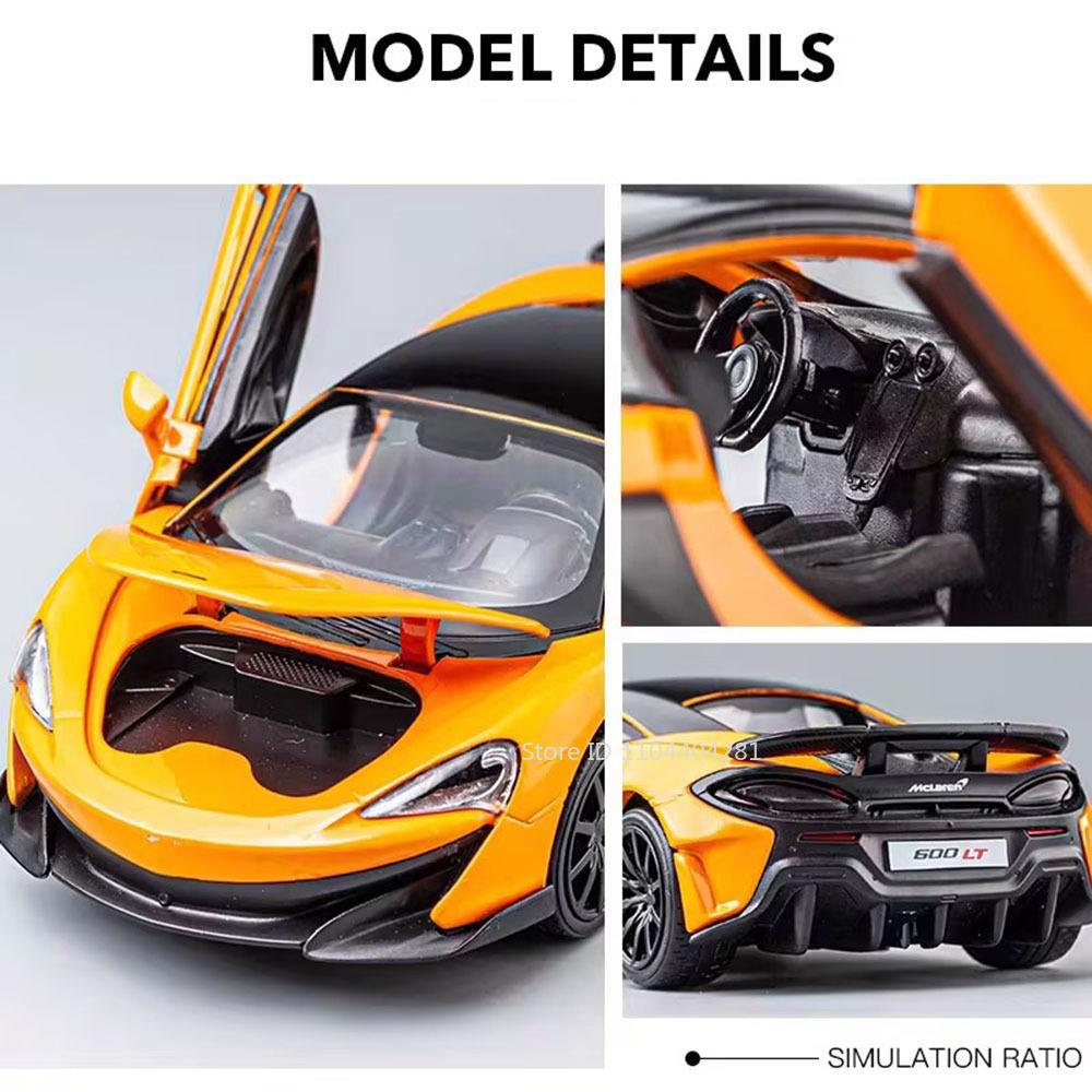 1:32 600LT 765LT Modell Legierung Druckguss Auto Spielzeug Ornament Türen Geöffnet Sound Licht Rückzieher Miniatur Fahrzeug für Kinder Perfektes Geschenk