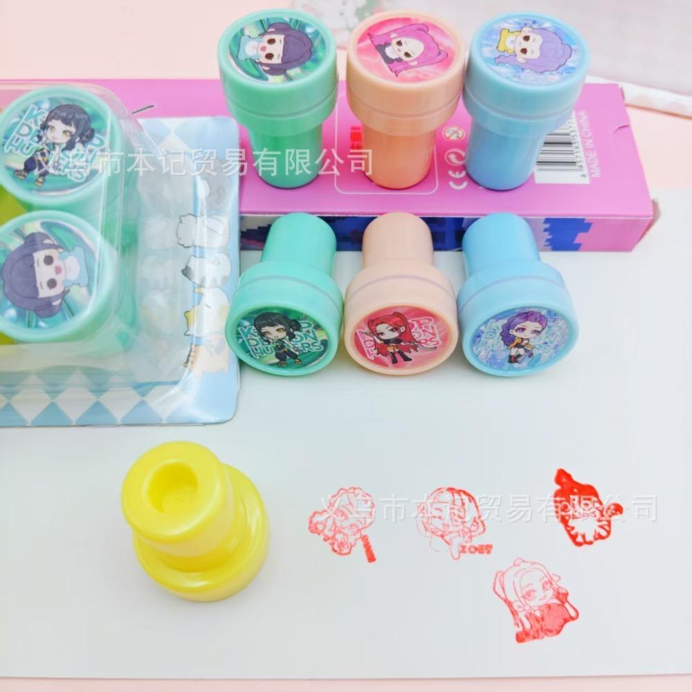 Durable 10Pcs Assorted Stamps for Kids Kpop Demon Hunters Rumi Zoey Mira Derpy Self-Ink Stamps with 10 Designs for Birthday Party Favor