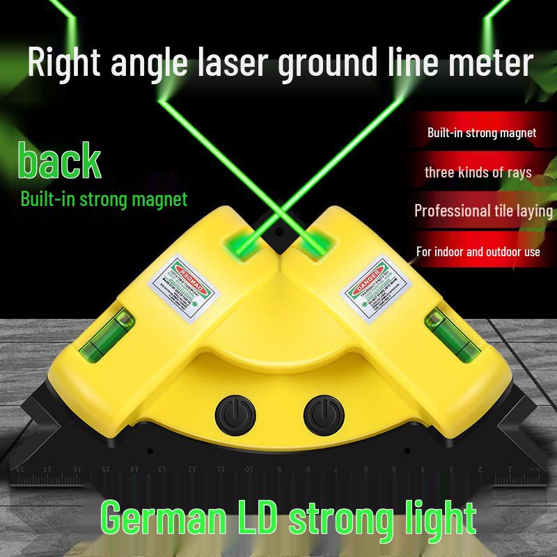 High-Brightness Green Laser Level: 90-Degree Right Angle, Infrared Positioning for Tile, Curtain, and Cloth Cutting - No Line Drawing Needed