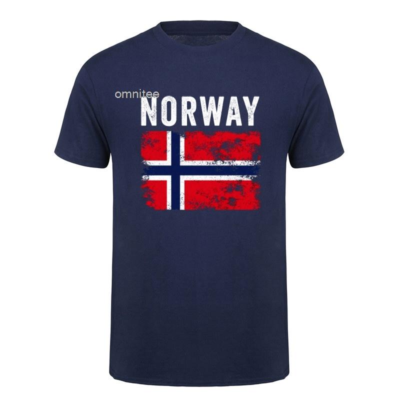 Boat Norwegian Flag Norway Tshirt Unisex Cotton Short Sleeve Streetwear Vintage Norway Flag Mountain T Shirt Hj110