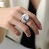 Fashion Women'S Stainless Steel Ring Oval Female Luxury Ring Punk Accessories Aesthetics Zircon Party Gift Wholesale