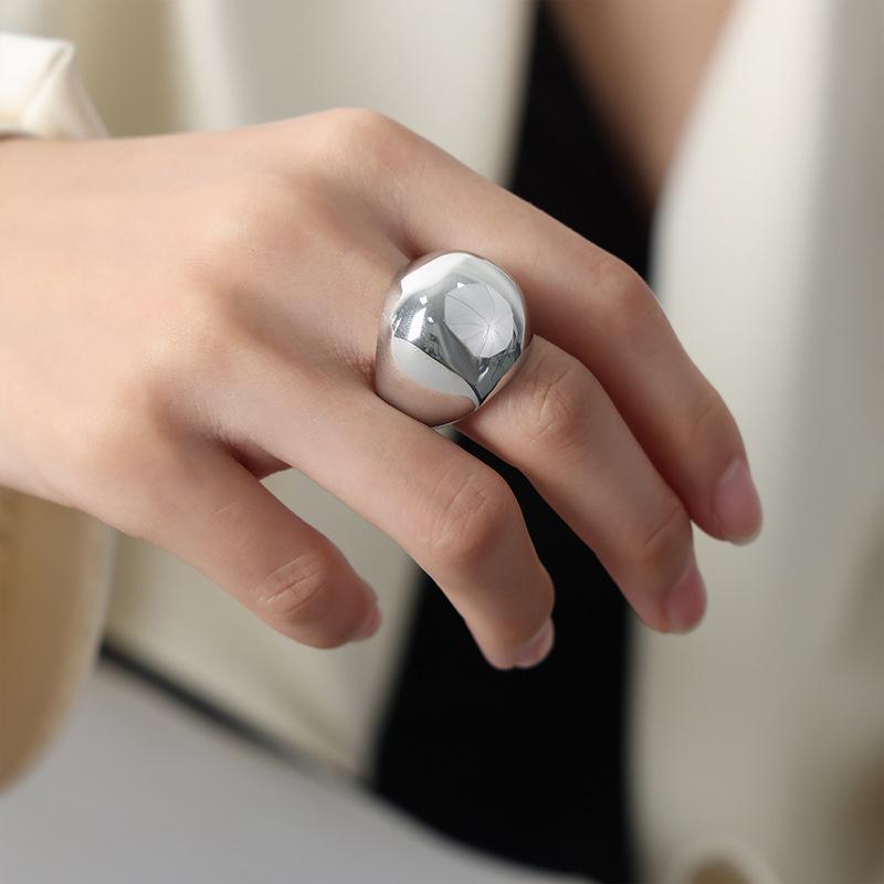 Fashion Women'S Stainless Steel Ring Oval Female Luxury Ring Punk Accessories Aesthetics Zircon Party Gift Wholesale