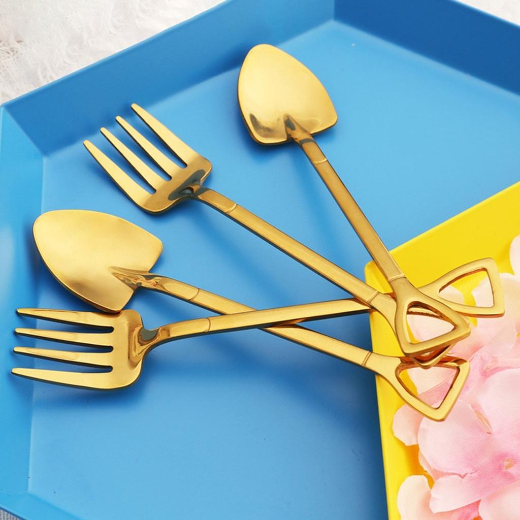 Stainless Steel Fork Spoon Set Long Handle Kitchen Cutlery Set For Dinner Travel