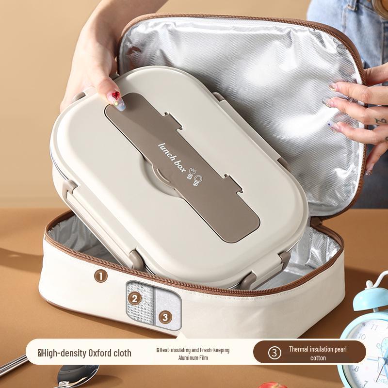 304 Stainless Steel Compartmentalized Portable Lunch Box - Microwave Safe Bento for Students & Office Workers.