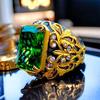 European and American Retro Ring, Aged Zircon Moonstone