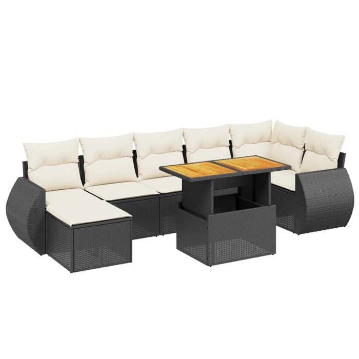 VidaXL Garden Lounge Set with Cushions 8 Pcs, Patio Sofas, Patio Furniture Set, Outdoor Furniture, Black 3275821