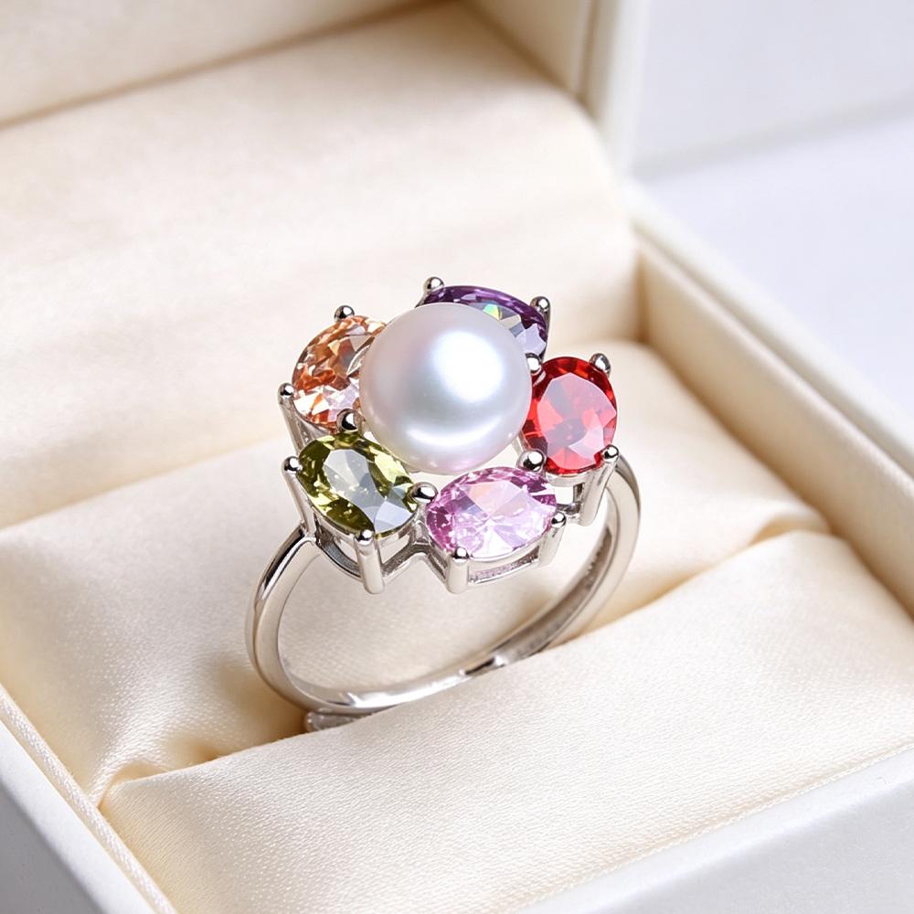 Natural Freshwater Pearl Rings For Women Fashion Female Ring Pearl Jewelry Adjustable Ring