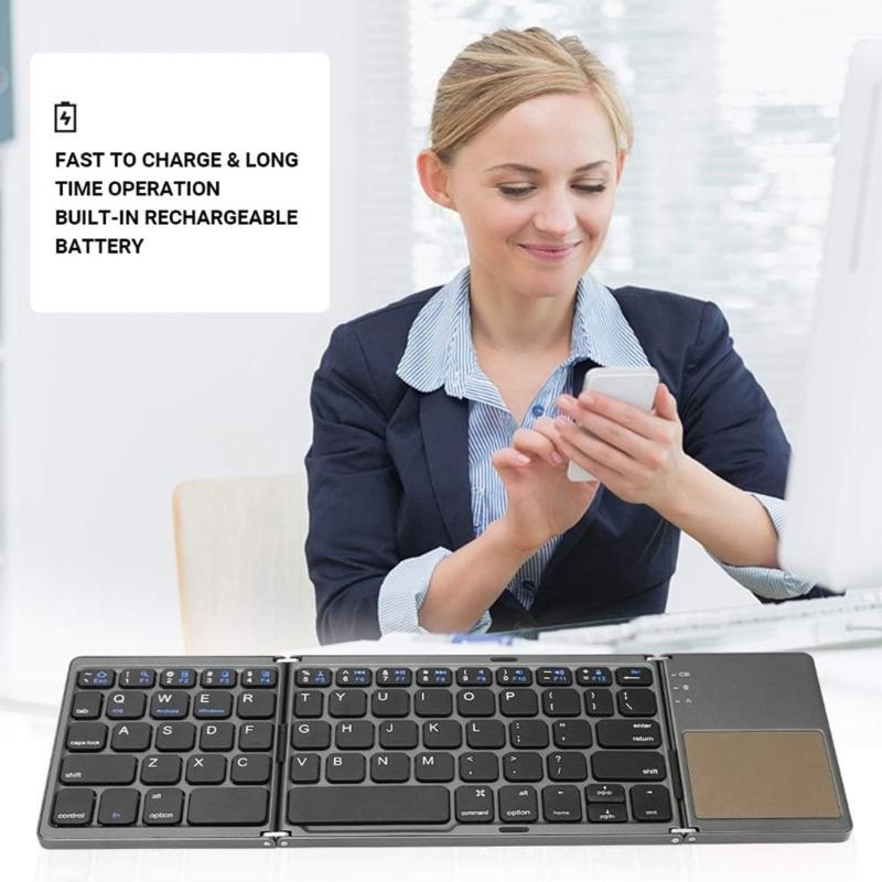 Wireless Keyboard Folding Pocket Size Keypad with Touchpad For Tablets Pad For 40Hrs Long Battery Service For Tablet PC