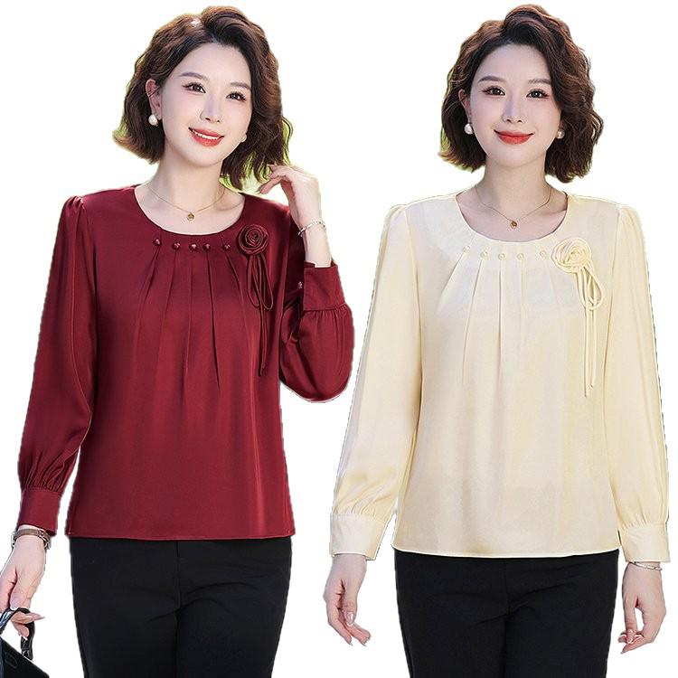 2025 Frühling/Herbst Damen Locker Langarm Übergröße T-Shirt - Neuer Chinesischer Stil Bauchbedeckendes Oberteil.