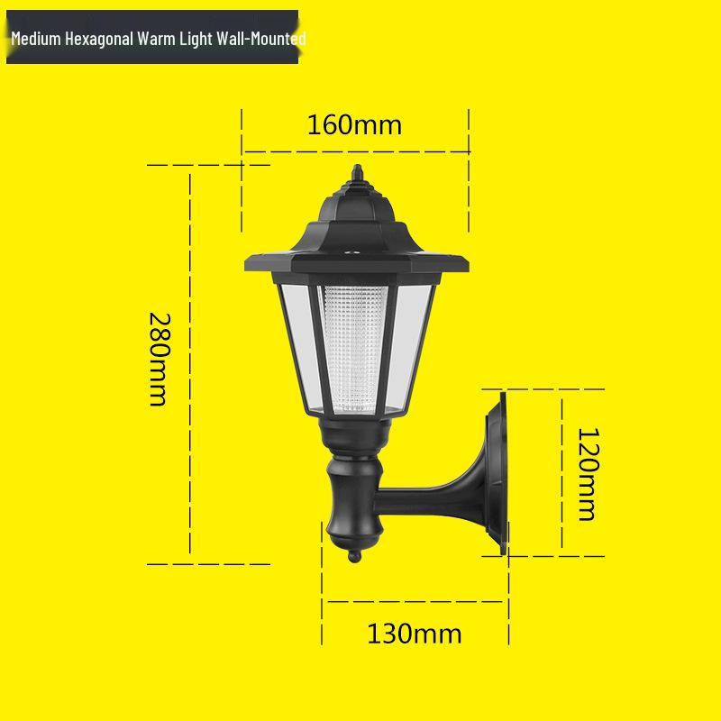 Retro Hexagonal Solar Courtyard Wall & Lawn Light