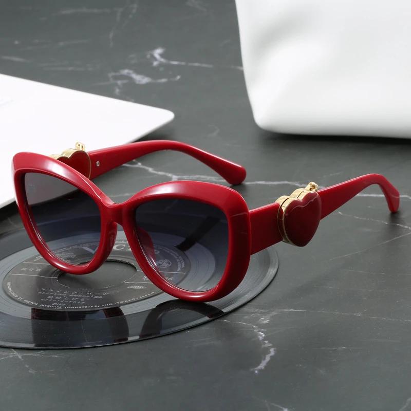 Fashion Oversized Cat Eye Sunglasses Women Men  Luxury Brand Designer Love Heart Frame Gradient Lens Sexy Sun Glasses for Ladies