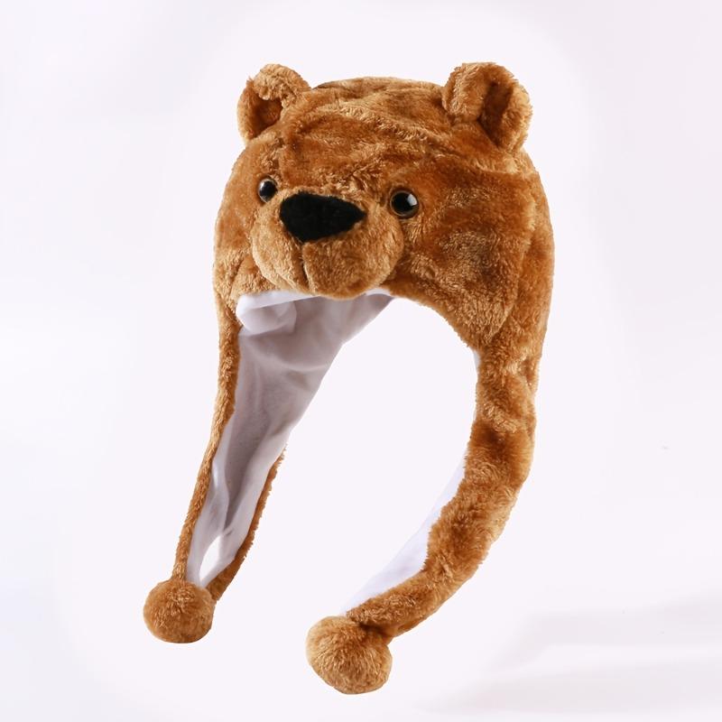 Plush Winter Animal Hat Warm Winter Hood for Adults Bear Earflap Hat Pom Costume Accessory Party Ski Cap