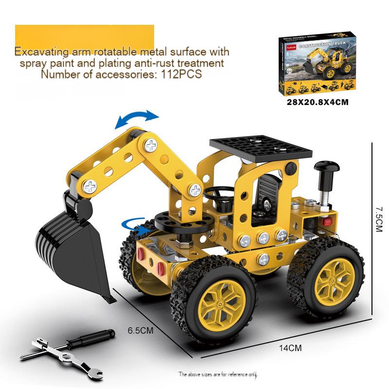 3D Metal Puzzles Diy Assembly Model Engineering Vehicle Long Nose Truck Loader Crane Mixer Car Educational Toys For Children