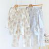 Women's Japanese Floral Cotton Kimono Pajamas - Long Sleeve, Double-Layer Gauze, Lightweight Bathrobe for Spring and Summer