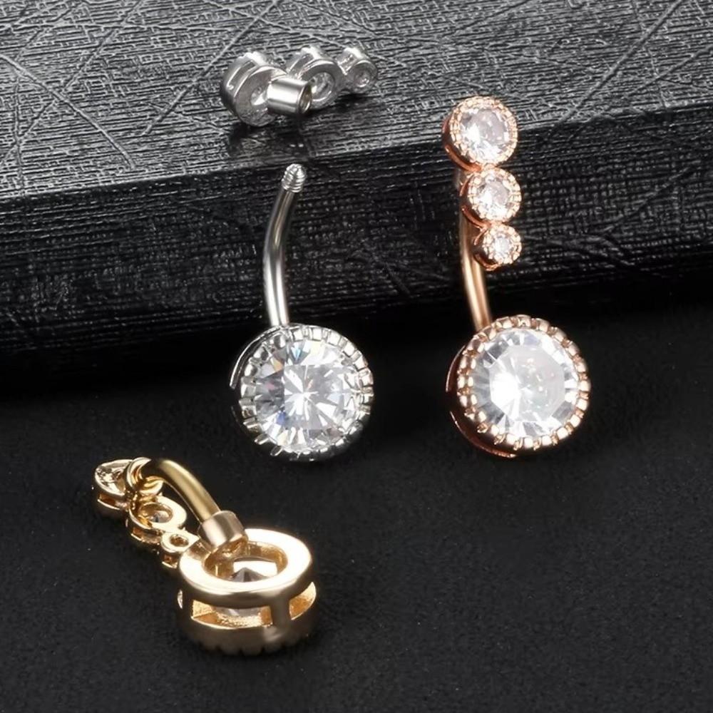 Zircon Crystal Ball Belly Button Rings Elegant Shiny Body Jewelry Gem Navel Piercing  Accessories
