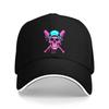 Dripping Skull and Baseball Bats Black Baseball Cap Adjustable Polyester Streetwear Cap for Men Women