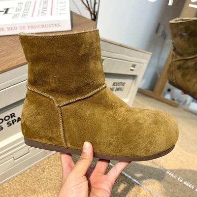 Retro Leather Thick-soled Snow Boots Women's 2025 Winter New Outer Wear Velvet Non-slip Thermal Cotton Boots