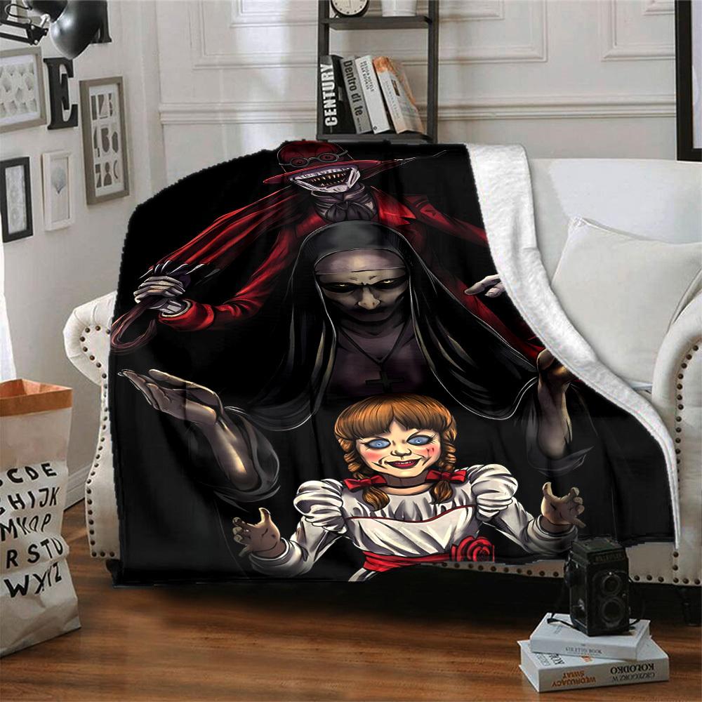 1pc Annabelle, Horror Blanket Lightweight Flannel Blanket Throw Blanket For Sofa, Bed, Travel, Camping, Livingroom, Office, Couch