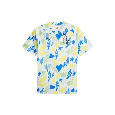 Puma Neymar Jr Soccer Jersey Letter Graffiti Print Pullover Fitted Short Sleeve Football Shirt Men Jersey Multicolor 658501-01