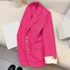 Women Suit Coat Lapel Long Sleeve Single Breasted Suit Jacket with Flap Pockets Loose Fit Basic Solid Color Office Commuting Outerwear