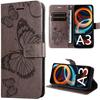 Protective Case - E.F.CONNECTION - For Xiaomi Redmi A3 - Synthetic Leather - Shockproof - Butterfly Pattern - Brown