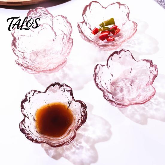 Glas-Snackschale für Partys, Mini-Kirschblüten-Saucenschälchen, Japanischer Stil, Gewürzschale, 60 ml Dekoratives mattiertes Schälchen, Soja-Dip