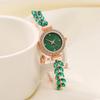 Women's High Appearance Level Simple Diamond Point Dial with Diamond Rice Rice Steel Band Quartz Watch + Bracelet Jewelry Set.