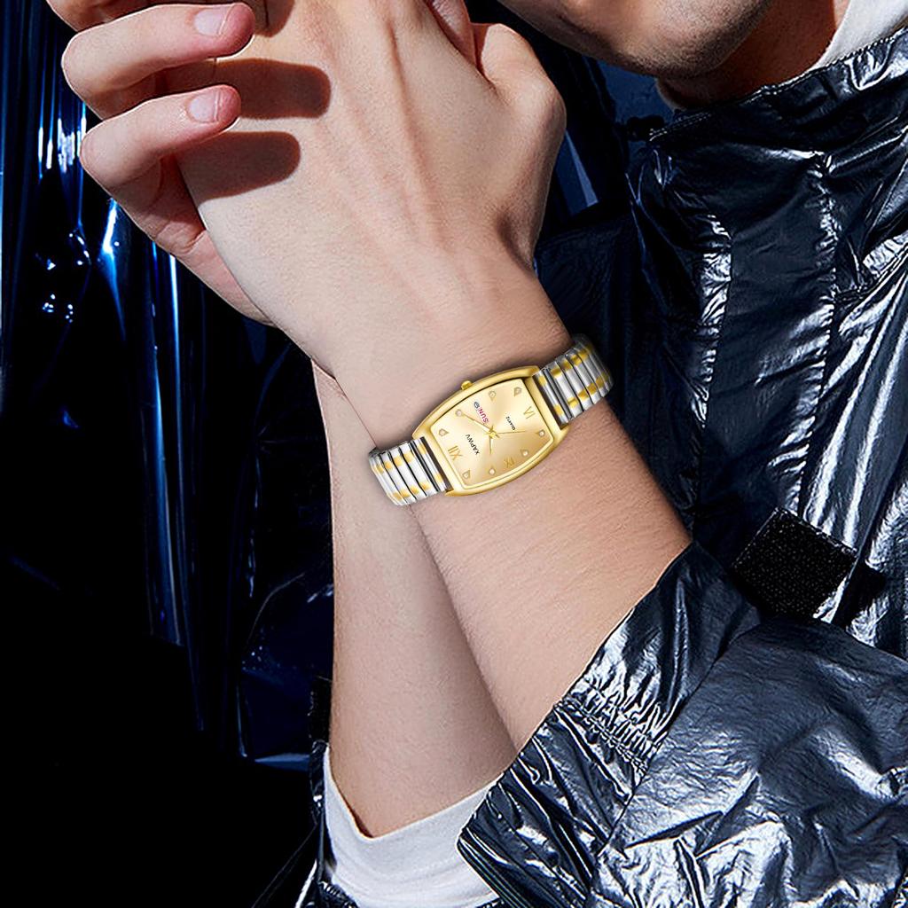 Pair watch Pair watch Stainless steel Silver Analog display Day of the week Calendar Simple Stylish Quartz Leisure Business Couple Fashion Accessories