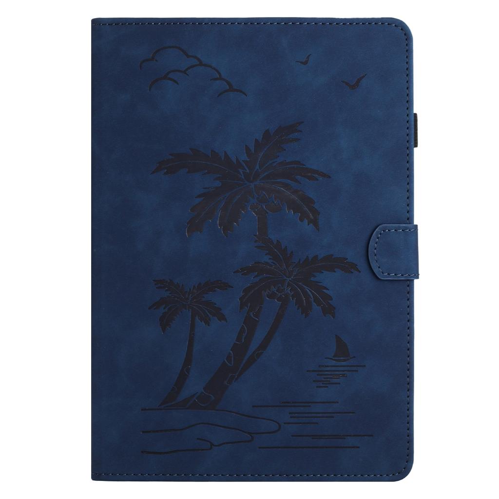 For iPad Pro 11 (2024) Case with Card Slots PU Leather Coconut Tree Smart Tablet Cover