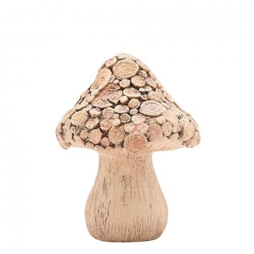 Country Living Wood Effect Mushroom with Log - 16.5cm