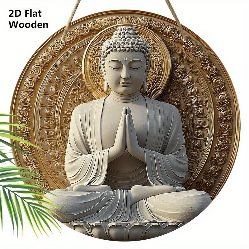 

Винтажная деревянная табличка со скульптурой Будды для декора сада - Очаровательная декоративная табличка для дома, офиса, церкви, декора крыльца 20cm/7.87in белый