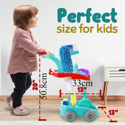 Kids Cleaning Set Toddler Cleaning Toy Set Pretend Play Housekeeping Educational Toy with Cleaning Cart Broom Dust Pan Mop