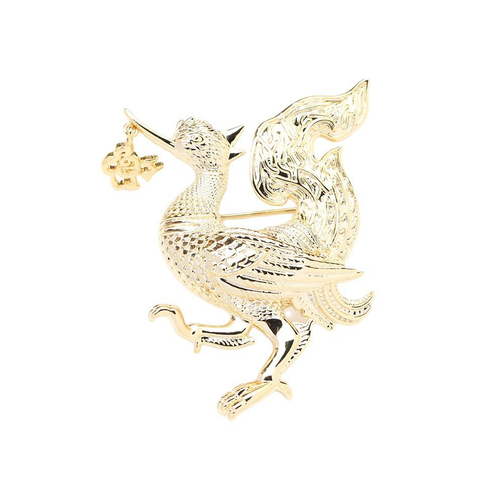 Exotic niche high-end gold glossy golden chicken shape brooch animal zodiac versatile phoenix men's and women's accessories