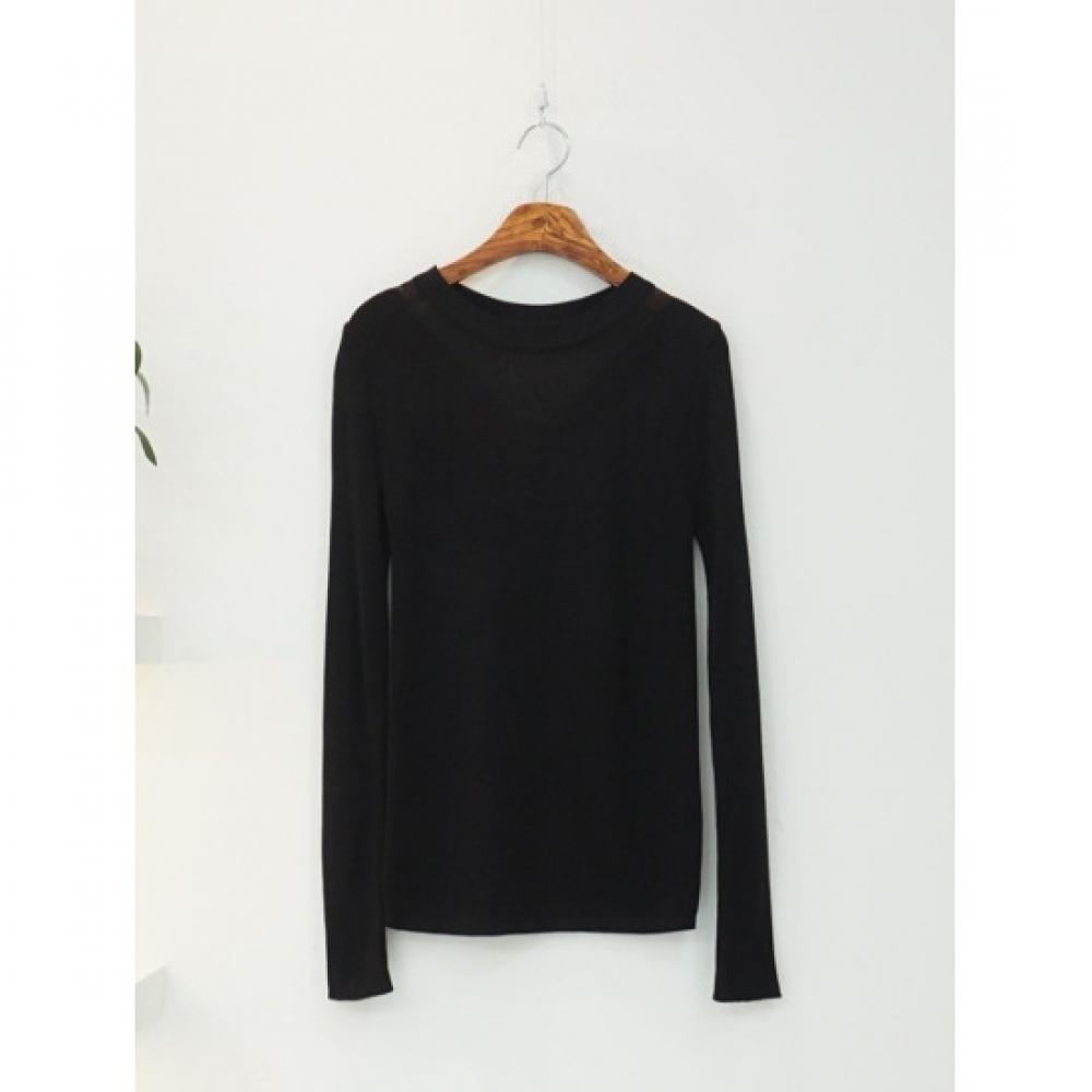 STyle LaTTe Women V Sheer Long sleeVe Round KniT T shirT