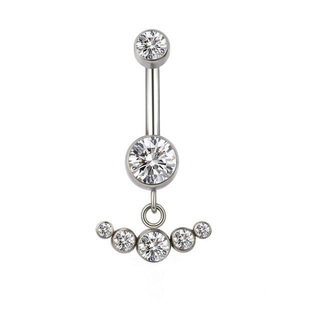 ASTM F136 Titanium PIERC Pendant Curved Navel Barbell Shiny CZ Sexy Belly Dance Earrings Bellybutton Helix Body Piercing Jewelry