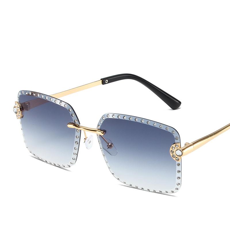 Vintage Fashion Rimless Square Diamond Sunglasses Women For Men Luxury Brand Designer Sun Glasses Metal Punk Popular Shades