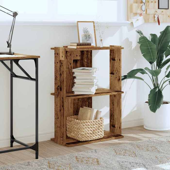 VidaXL 3-Tier Bookcase Old Wood 60x30x80 Cm Engineered Wood, Shelf, Bookshelf, Storage Shelf, 860263