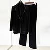 2026 High Street Spring Fashion: Rhinestone Suit Jacket & Trousers Scarf Set for Women