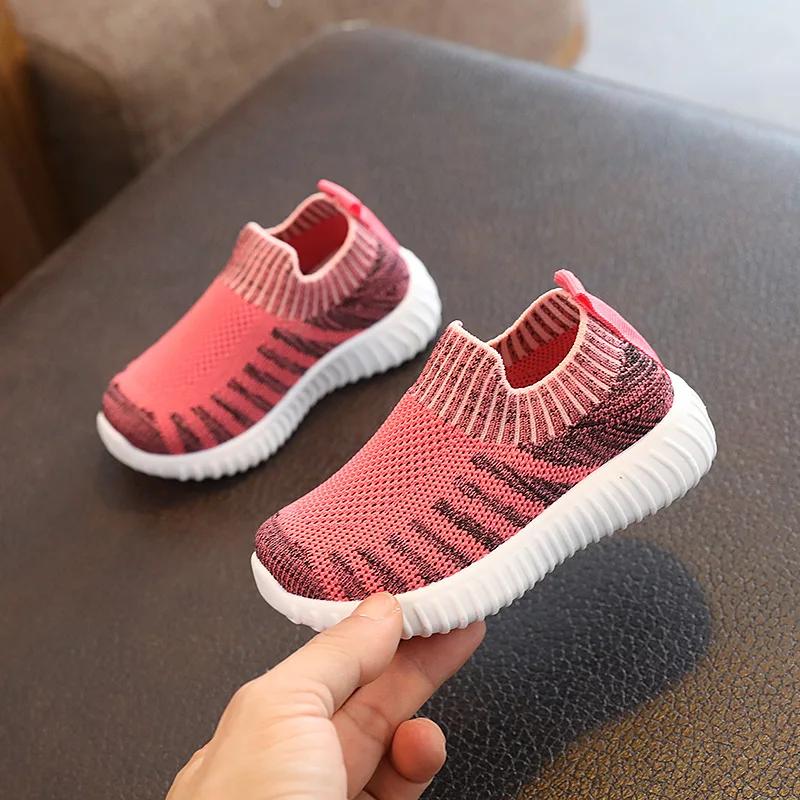 Kids Knitted Casual Shoes Sneakers for Boys Girls Slip-on Antislip Breathable Running Sports Shoes 2-8 Years Children