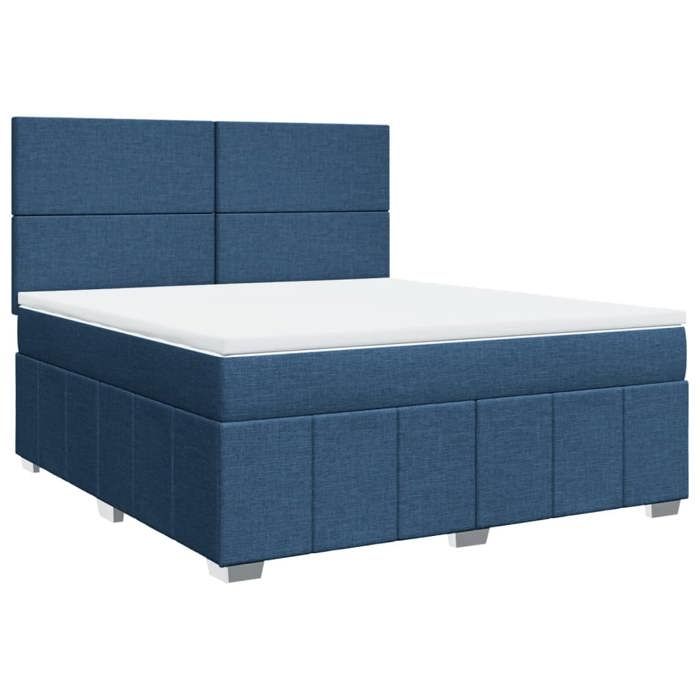 VidaXL Sommier à lattes de lit avec matelas Bleu 180x200 cm Tissu, lit, lit à plate-forme, lit à panneaux, meuble de chambre 3291746